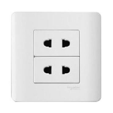 E84426U2-G19: Bộ ổ cắm đôi 2 châu, 10A - màu trắng