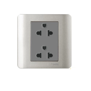 E84426UES2_SA_G19: Bộ ổ cắm đôi 3 chấu 16A, màu xám