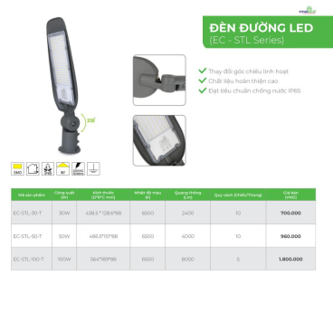 EC-STL -30-T - Đèn đường LED 30W  ánh sáng trắng -KINGLED