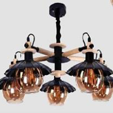 Era - TC 5170/5: Đèn chùm bi màu trà 5 bóng - KT: Ø800mm*H900mm, bóng E14*5 bóng tính riêng