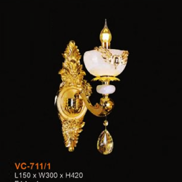 E - VC -711/1: Đèn tường nến chao đá - KT: L150mm x W300mm x H420mm - Đèn chân E14 x 1 bóng