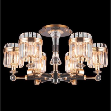 E - C - 231/6: Đèn chùm phale K9, 6 tay - KT: Ø730mm x H380mm - Đèn chân E14 x 6 bóng