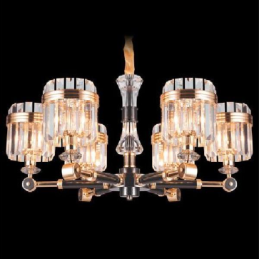 E - C - 233/6: Đèn chùm phale K9, 6 tay - KT: Ø730mm x H380mm - Đèn chân E14 x 6 bóng