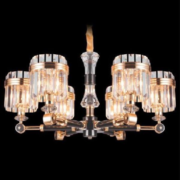 E - C - 233/6: Đèn chùm phale K9, 6 tay - KT: Ø730mm x H380mm - Đèn chân E14 x 6 bóng