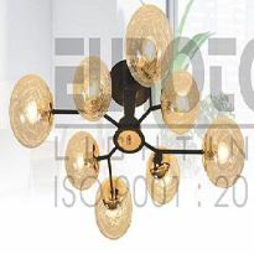EU - C 88/8: Đèn chùm bi chao màu trà 8 bóng, KT: Ø830mm*H210mm, 