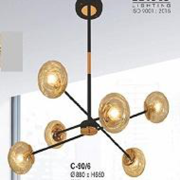EU - C - 90/6: Đèn chùm bi chao trà 6 bóng, KT: Ø880mm*H650mm