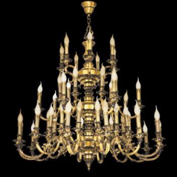 E - CD - 768/28+14+7: Chùm đồng 49 tay - KT: Ø1050mm  x H1300mm - Bóng đèn chân E14 x 49 bóng