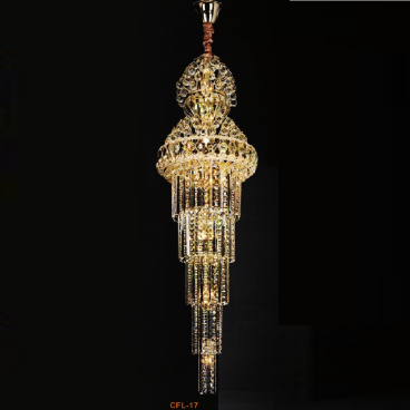 EU - CFL -17 : Đèn thả Phale -147 hạt phale -  KT: Ø600mm x H1800mm - Đèn E14 x 19 bóng