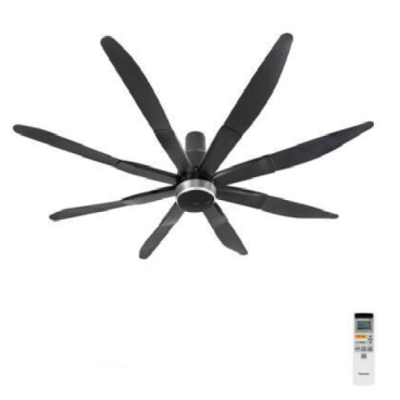 F‑80ZBR: Quạt trần 8 cánh màu đen Panasonic - ĐK cánh: 2000mm - Chiều dài ti: 400mm - Remote