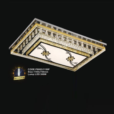 CODE: F8003/1150F: Đèn áp trần chữ nhật LED - KT: L1150mm x W750mm - Đèn LED 388W ánh sáng đổi màu