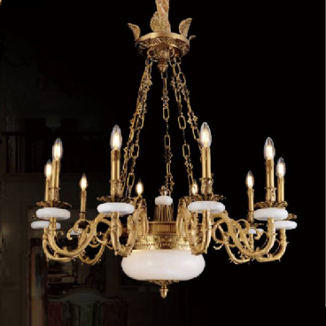 CODE: F8870/10:  Đèn chùm đồng 10 tay - KT: Ø1000mm x H950mm - Đèn chân E14 x 10 bóng