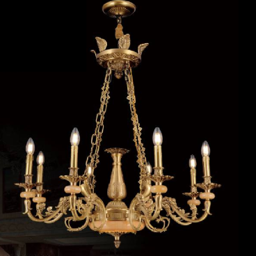 CODE: F8879/8:  Đèn chùm đồng 8 tay - KT: Ø800mm x H900mm - Đèn chân E14 x 8 bóng