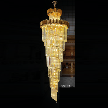 HF - CFL 3511: Đèn thả thanh Phale, 372 hạt Phale - KT: Ø1000mm x H4000mm - Bóng đèn E14  x 38 bóng