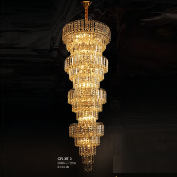 HF -  CFL 3513: Đèn thả Phale  -  KT: Ø700mm x H2200mm - Đèn E14 x 26 bóng