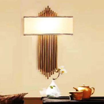 LH - GT -  849A - 18/ Trắng: Đèn gắn tường thân Hợp kim xi màu vàng, chao vải - KT: Ø300mm x H500mm - Bóng đèn E14 x 2 bóng