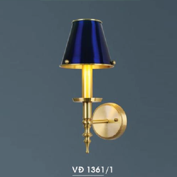 HF - VĐ 1361/1: Đèn gắn tường đồng, chao chụp dù màu - KT: L170mm x H370mm - Đèn chân E14 x 1 bóng
