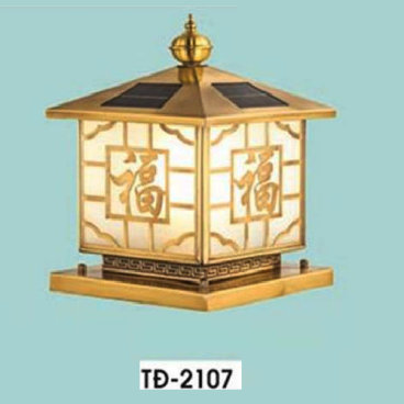 HF - TĐ - 2107: Đèn gắn đầu trụ NLMT - KT: L250mm x W250mm x H310mm - Bóng LED 5W + Bóng đèn E27 x 1