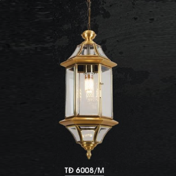 HF - TĐ 6008/M: Đèn thả đồng  - KT: Ø250mm x H500mm +480mm - Đèn chân E27 x 1 bóng