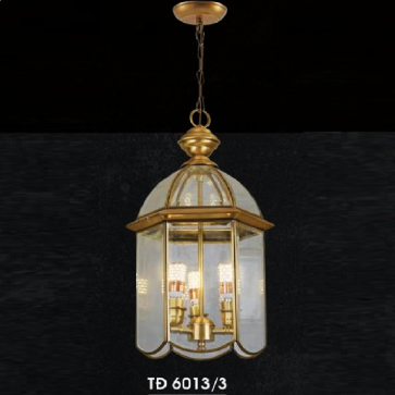 HF - TĐ 6013/3: Đèn thả đồng - KT: 250mm x H580mm +480mm - Đèn chân E14 x 3 bóng