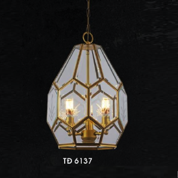 HF - TĐ 6137: Đèn thả đồng - KT: Ø320mm x H420mm +450mm - Đèn chân E14 x 3 bóng