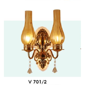 HF - V 701/2: Đèn gắn tường 2 bóng, chao đèn dầu  - KT: L280mm x W160mm x H420mm - Đèn E27 x 2 bóng