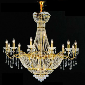 HF- CFL 3524/12: Đèn chùm phale nến 12 tay - KT: Ø1200mm x H1200mm - Bóng đèn E14 x 23 bóng