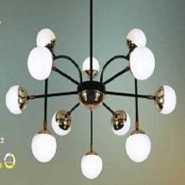 HF-TL-8035/12: Đèn chùm 12 bóng LED 96W đổi 3 màu , KT: Ø700mm*H400mm, 