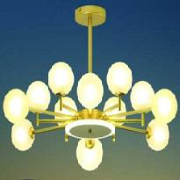 HF - TL 8676/12: Đèn chùm bi LED 12 bóng, 60W + 3W đổi 3 màu , KT: Ø760mm*H700mm