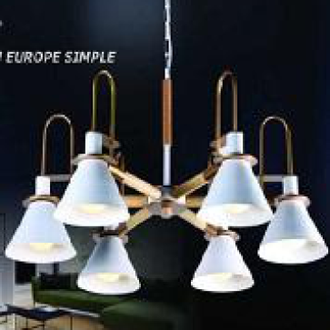 HF - TNT 216/6T:  Chùm 6 tay chao hợp kim sơn trắng, KT: Ø810mm*H800mm