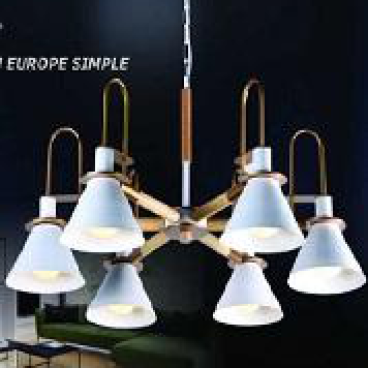 HF - TNT 216/6T:  Chùm 6 tay chao hợp kim sơn trắng, KT: Ø810mm*H800mm