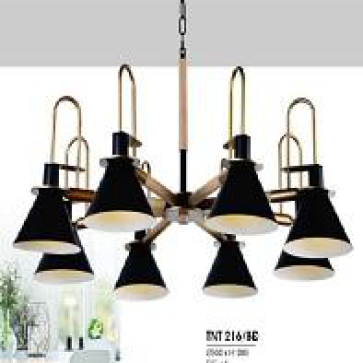 HF - TNT 216/8Đ: Đèn chùm 8 tay, choá đèn hợp kim sơn đen, KT: Ø930mm*H1000mm