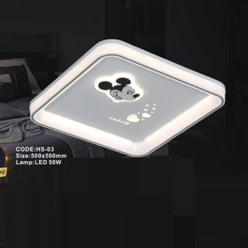 CODE: HS-03: Đèn áp trần LED - KT: L500mm x W500mm - Đèn LED 50W ánh sáng đổi 3 màu