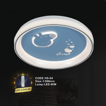 CODE: HS-04: Đèn áp trần LED - KT: Ø500mm - Đèn LED 40W ánh sáng đổi 3 màu