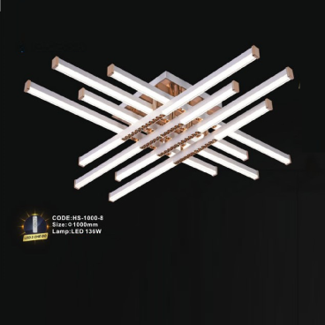 CODE: HS - 1000 - 8: Đèn áp trần LED - KT: Ø1000mm - Đèn LED 136W ánh sáng đổi 3 màu