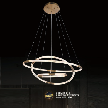 CODE: HS - D10: Đèn thả 3 vòng LED - KT: Ø(400+600+800)mm - Đèn LED 108W ánh sáng đổi 3 màu