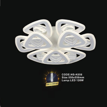 CODE: HS - K056: Đèn áp trần LED Mica - KT: 550mm x 550mm - Đèn LED 126W ánh sáng đổi 3 màu