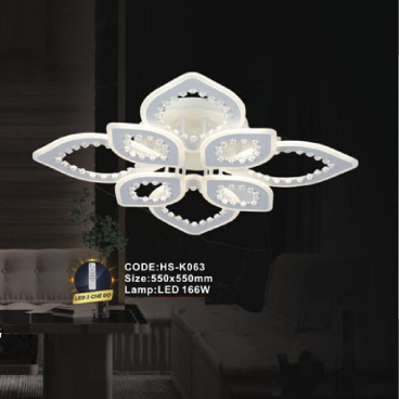 CODE: HS - K063: Đèn áp trần LED Mica - KT: 550mm x 550mm - Đèn LED 166W ánh sáng đổi 3 màu