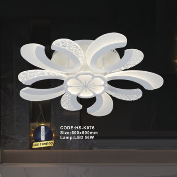 CODE: HS - K076: Đèn áp trần LED Mica - KT: 600mm x 600mm - Đèn LED 56W ánh sáng đổi 3 màu