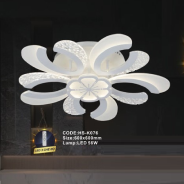 CODE: HS - K076: Đèn áp trần LED Mica - KT: 600mm x 600mm - Đèn LED 56W ánh sáng đổi 3 màu