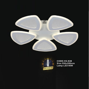CODE: HS - K08: Đèn áp trần LED Mica - KT: 550mm x 550mm - Đèn LED 95W ánh sáng đổi 3 màu