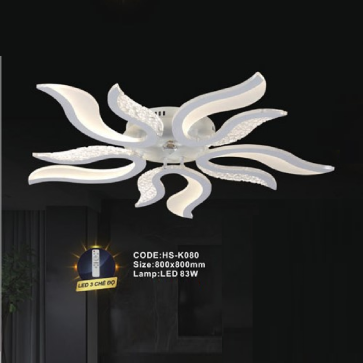 CODE: HS - K080: Đèn áp trần LED Mica - KT: 800mm x 800mm - Đèn LED 83W ánh sáng đổi 3 màu