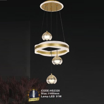 CODE: HS2328: Đèn thả  LED - KT: Ø400mm - Đèn LED 91W ánh sáng đổi 3 màu