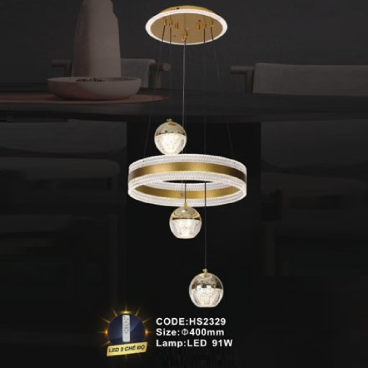 CODE: HS2329: Đèn thả  LED - KT: Ø400mm - Đèn LED 91W ánh sáng đổi 3 màu