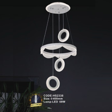 CODE: HS2338: Đèn thả LED - KT: Ø400mm - Đèn LED 69W ánh sáng đổi 3 màu