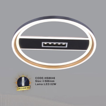 CODE: HS8846:  Đèn áp trần LED - KT: Ø500mm  - Đèn LED 82W ánh sáng đổi 3 màu