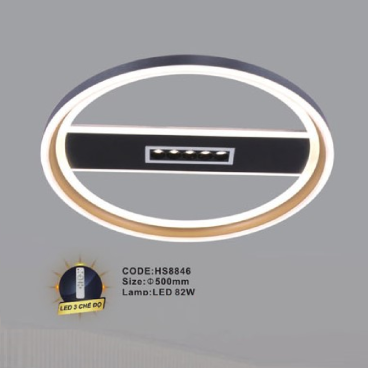 CODE: HS8846:  Đèn áp trần LED - KT: Ø500mm  - Đèn LED 82W ánh sáng đổi 3 màu