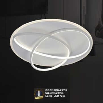 CODE: HSA29/50: Đèn áp trần LED - KT: Ø500mm - Đèn LED 72W ánh sáng đổi 3 màu