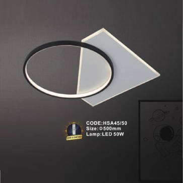 CODE: HSA45/50: Đèn áp trần LED - KT: Ø500mm - Đèn LED 50W ánh sáng đổi 3 màu