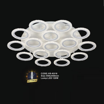 CODE: HS - K016: Đèn áp trần LED Mica 16 cánh - KT: 950mm x 950mm - Đèn LED 128W ánh sáng đổi 3 màu