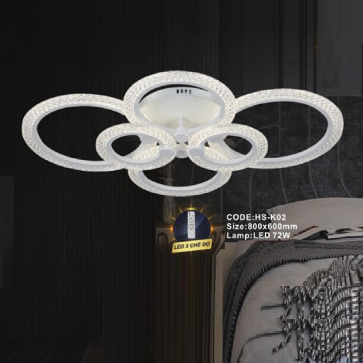 CODE: HS - K02: Đèn áp trần LED Mica - KT: 800mm x 600mm - Đèn LED 72W ánh sáng đổi 3 màu